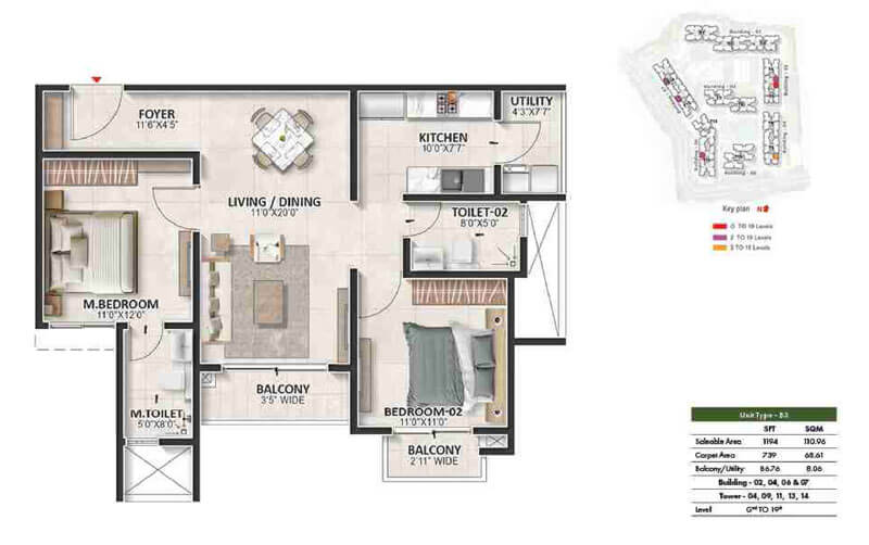 2 BHK Floor Plan