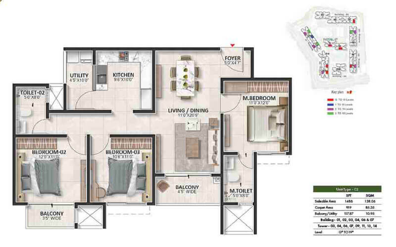 3 BHK Floor Plan