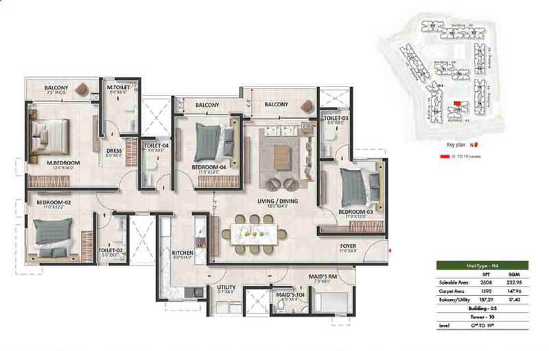 4 BHK Floor Plan